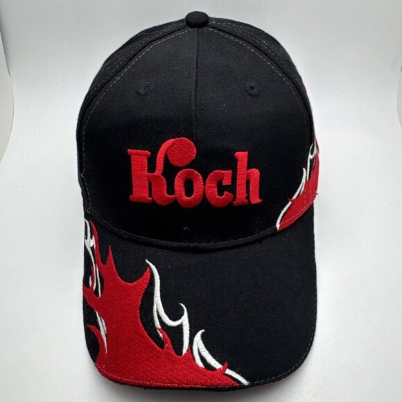 KOCH Trucking hat Cap  black red adjustable With Flames GR54 - Picture 1 of 5